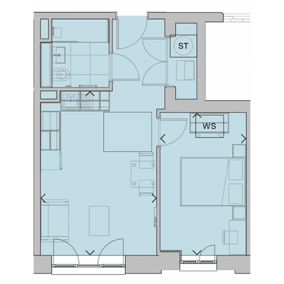 TKPG Waterhouse Gardens 1 Bedroom Floorplan