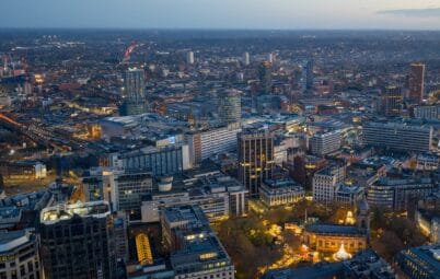 Aerial shot of Birmingham city centre.